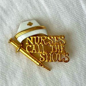 Vintage AJC Nursing Pin Brooch Nurses Call the Shots Syringe Graduation Gift